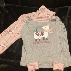 Carter's Pink and Gray Llama Pajama Set